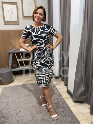 Vestido Midi Lucy Estampado em Malha Saint Tropez Casual e Elegante