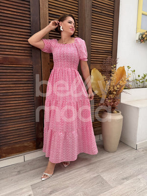 Vestido Longo Serena Liso em Laise de Algodão Casual e Elegante