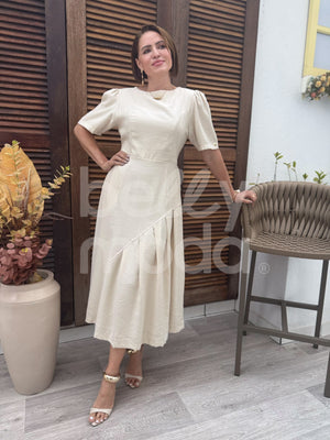 Vestido Midi Ellen Liso em Marrante Casual e Elegante