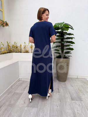 Vestido Longo Marina Liso em Viscolinho Premium Casual Elegante