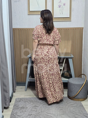 Vestido Max Midi Valentina Liso em Tecido Leve Casual Elegante