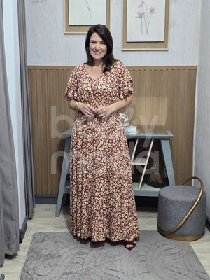 Vestido Max Midi Valentina Liso em Tecido Leve Casual Elegante