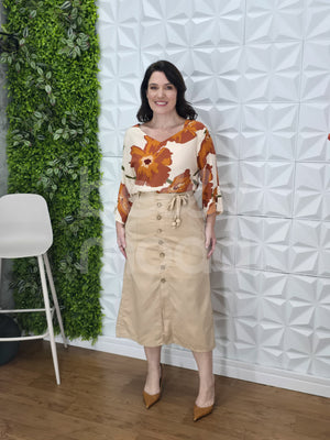 Blusa Violeta Floral em Viscose Leve Casual e Confortável