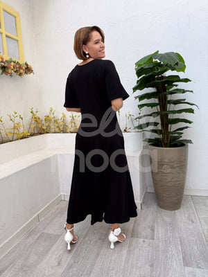 Vestido Midi Manuela Liso em Moletinho Casual Elegante