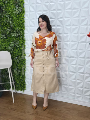 Blusa Violeta Floral em Viscose Leve Casual e Confortável