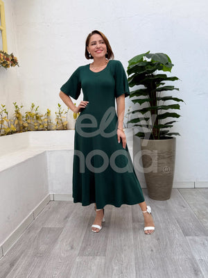 Vestido Midi Manuela Liso em Moletinho Casual Elegante