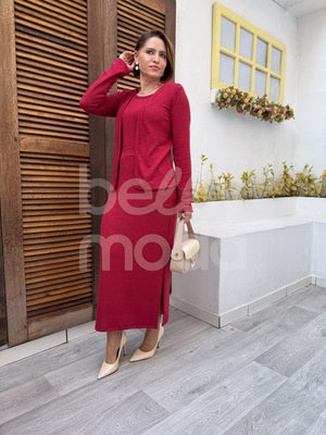 Conjunto Midi Indiara Liso em Malha Lãzinha Casual e Confortável