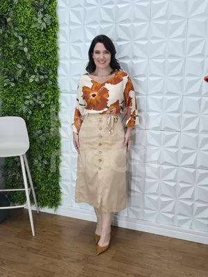 Blusa Violeta Floral em Viscose Leve Casual e Confortável