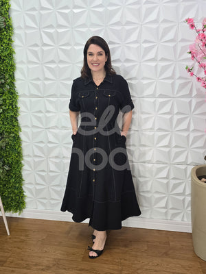 Chemise Max Midi Madalena Lisa em Viscose Casual Elegante