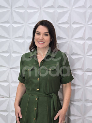 Chemise Max Midi Madalena Lisa em Viscose Casual Elegante