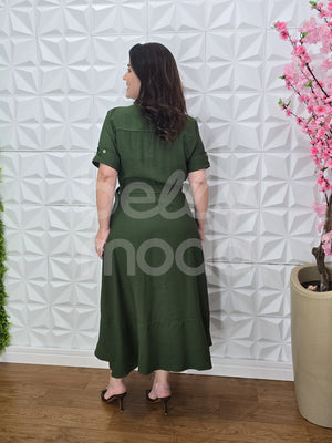 Chemise Max Midi Madalena Lisa em Viscose Casual Elegante