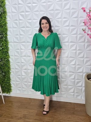 Vestido Midi Daniela Liso em Crepe com Toque de Seda Elegante