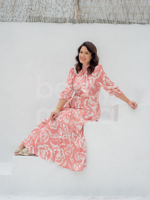 Vestido Chemisier Aline Floral em Crepe Verona Casual Elegante