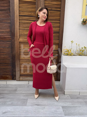 Conjunto Midi Indiara Liso em Malha Lãzinha Casual e Confortável