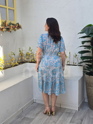 Vestido Midi Rebeca Guipir em Crepe Elegante Casual