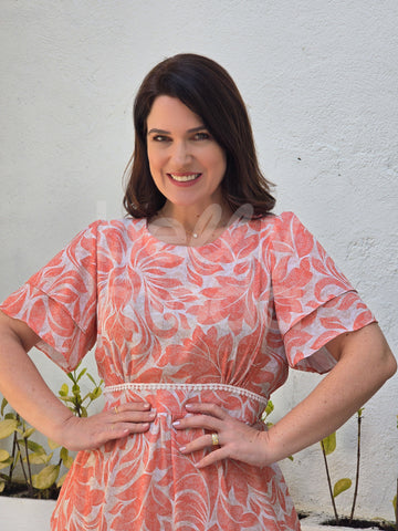 Vestido Midi Rebeca Guipir em Crepe Elegante Casual