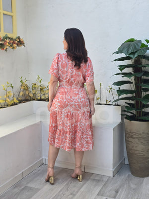 Vestido Midi Rebeca Guipir em Crepe Elegante Casual