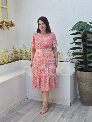 Vestido Midi Rebeca Guipir em Crepe Elegante Casual