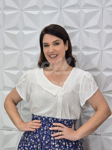 Blusa Catarina Lisa em Malha com Gola Marinheiro Casual Elegante