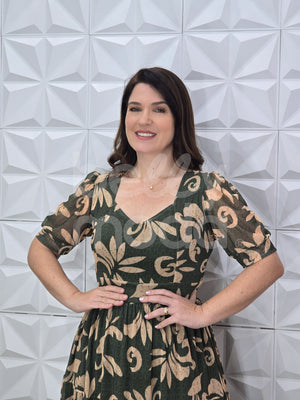 Vestido Longo Mikaela Floral em Tule Casual e Elegante