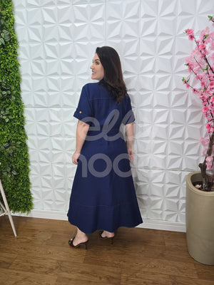 Chemise Max Midi Madalena Lisa em Viscose Casual Elegante