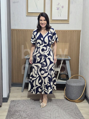 Vestido Max Midi Suzana Liso em Viscolinho Casual e Elegante