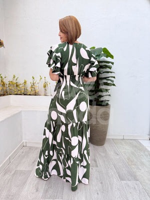 Vestido Longo Benedita Liso em Viscose com Lastex Casual Elegante