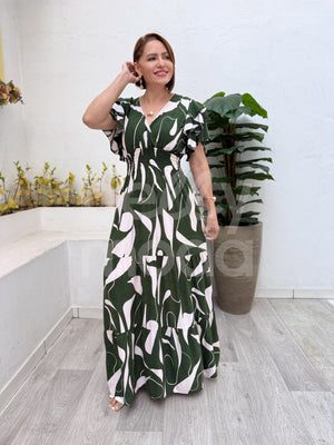 Vestido Longo Benedita Liso em Viscose com Lastex Casual Elegante