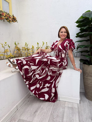 Vestido Longo Benedita Liso em Viscose com Lastex Casual Elegante