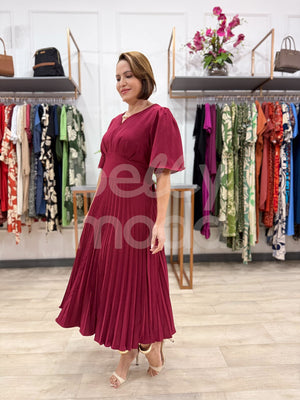 Vestido Midi Daniela Liso em Crepe com Toque de Seda Elegante