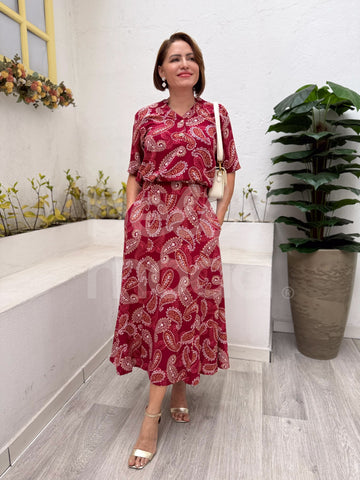 Conjunto Midi Cleuza Recortes em Viscose Casual Elegante