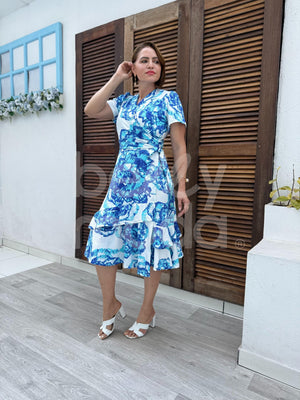 Vestido Midi Sandra em Malha Viscolycra Casual Elegante