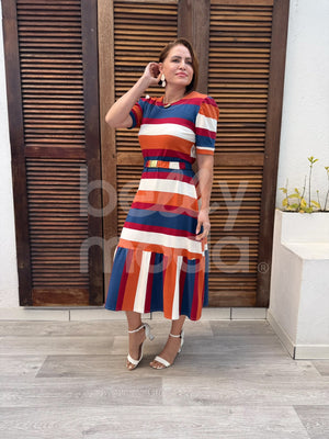 Vestido Midi Magali Liso em Malha Viscolycra Casual