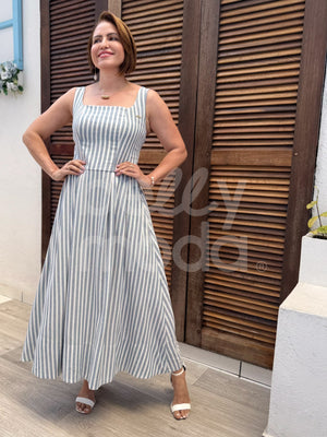Vestido Regata Wanda Lurex em Linho Fluido Casual Verão