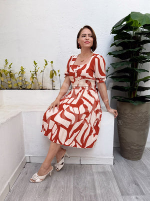 Vestido Midi Nathalia Plissado em Crepe Casual e Elegante