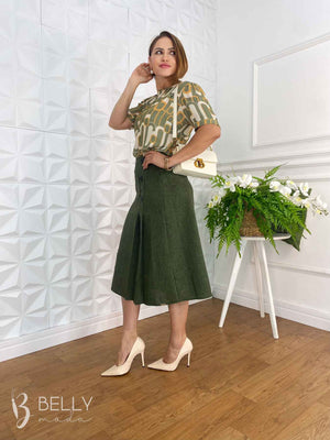 Saia Berenice Linho Rústico Midi