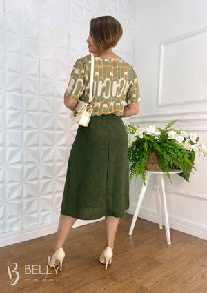 Saia Berenice Linho Rústico Midi