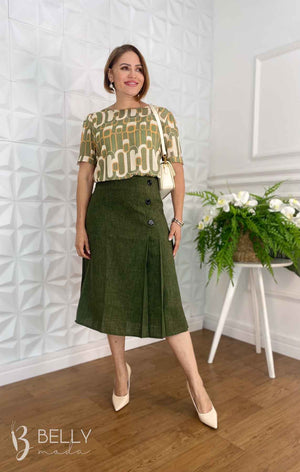 Saia Berenice Linho Rústico Midi