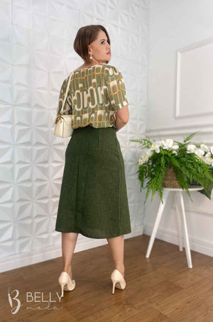 Saia Berenice Linho Rústico Midi