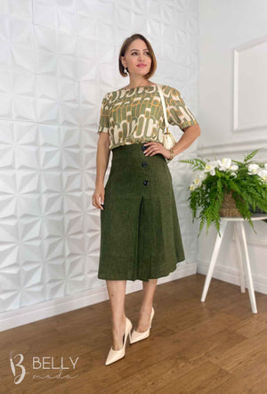 Saia Berenice Linho Rústico Midi