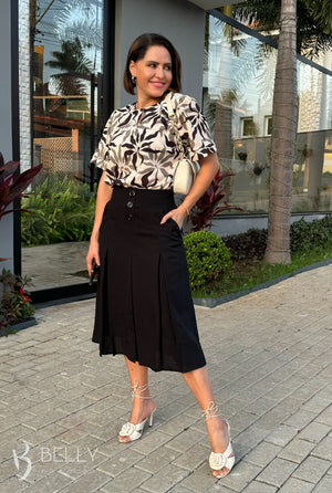 Saia Betina Lisa em Poliéster Leve Casual Elegante