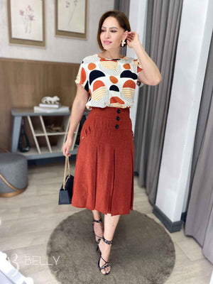 Saia Betina Lisa em Poliéster Leve Casual Elegante