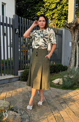 Saia Betina Lisa em Poliéster Leve Casual Elegante