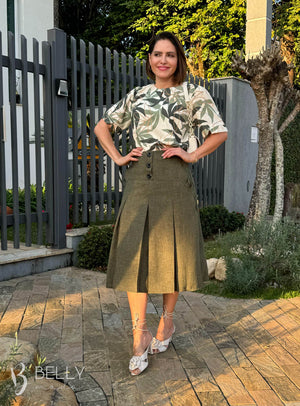 Saia Betina Lisa em Poliéster Leve Casual Elegante