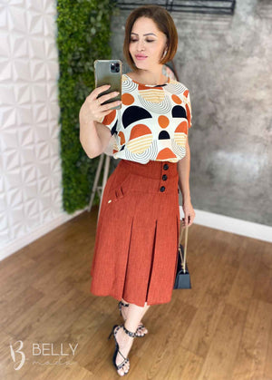 Saia Betina Lisa em Poliéster Leve Casual Elegante