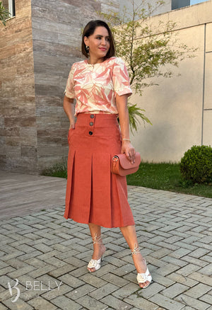 Saia Betina Lisa em Poliéster Leve Casual Elegante