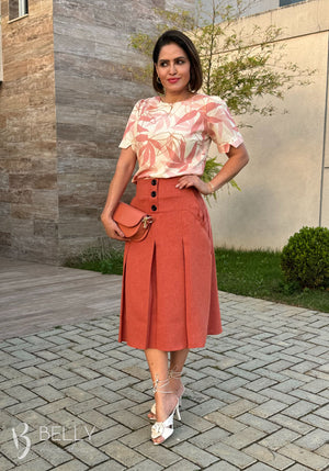 Saia Betina Lisa em Poliéster Leve Casual Elegante