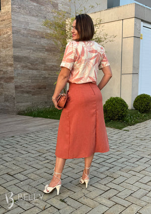 Saia Betina Lisa em Poliéster Leve Casual Elegante