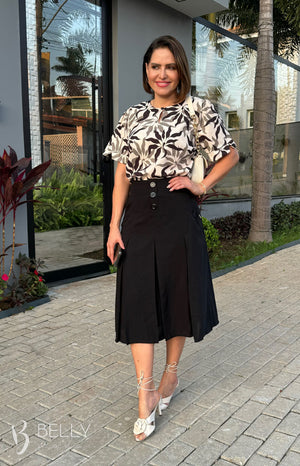 Saia Betina Lisa em Poliéster Leve Casual Elegante