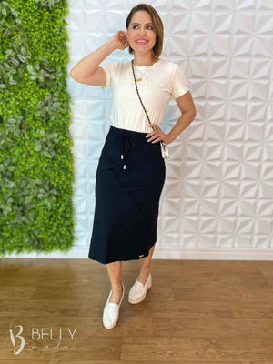 Saia Evasê com Bolso Moletinho